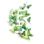 3D butterflies with magnet, house or event decorations, set of 12 pieces, green color